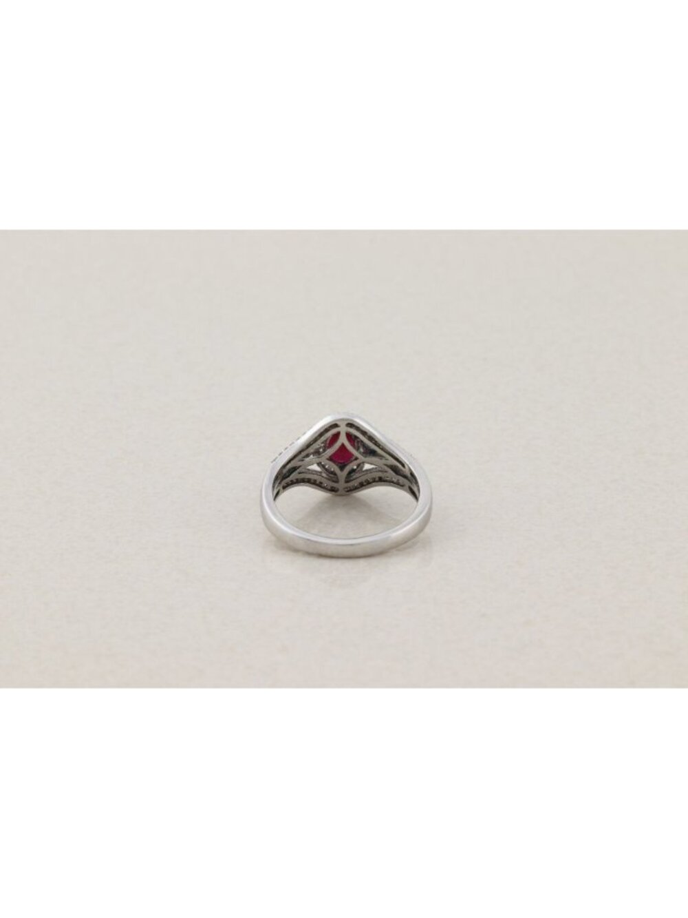 Sterling Silver Niassa Ruby and White Zircon Ring Size 9 - Picture 5 of 7